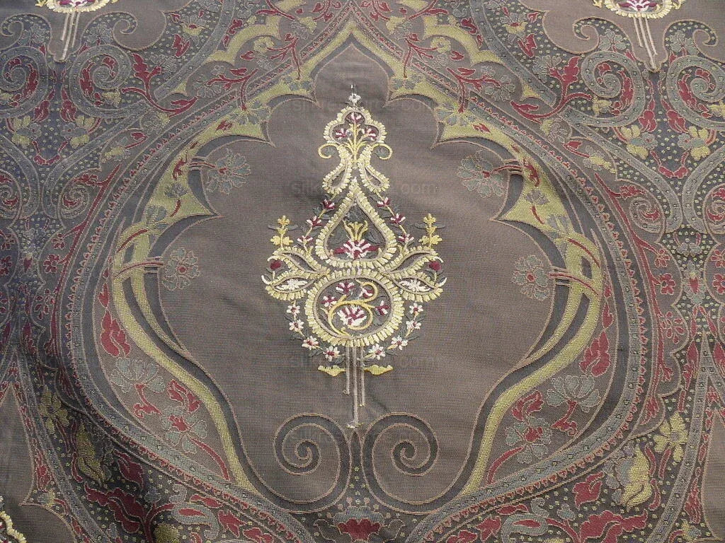 **On hold By Yd Scalamandre Dhara Black Gold Silk Damask Embroidery MSRP USD 200/y