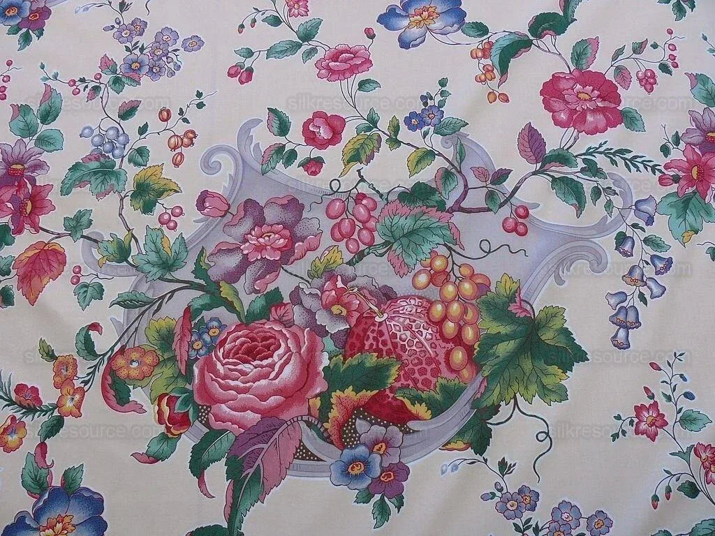 Bty Scalamandre  La Neuveville Print Fruit Flower Melon Grape Harvest Pale Peach MSRP 112/Y