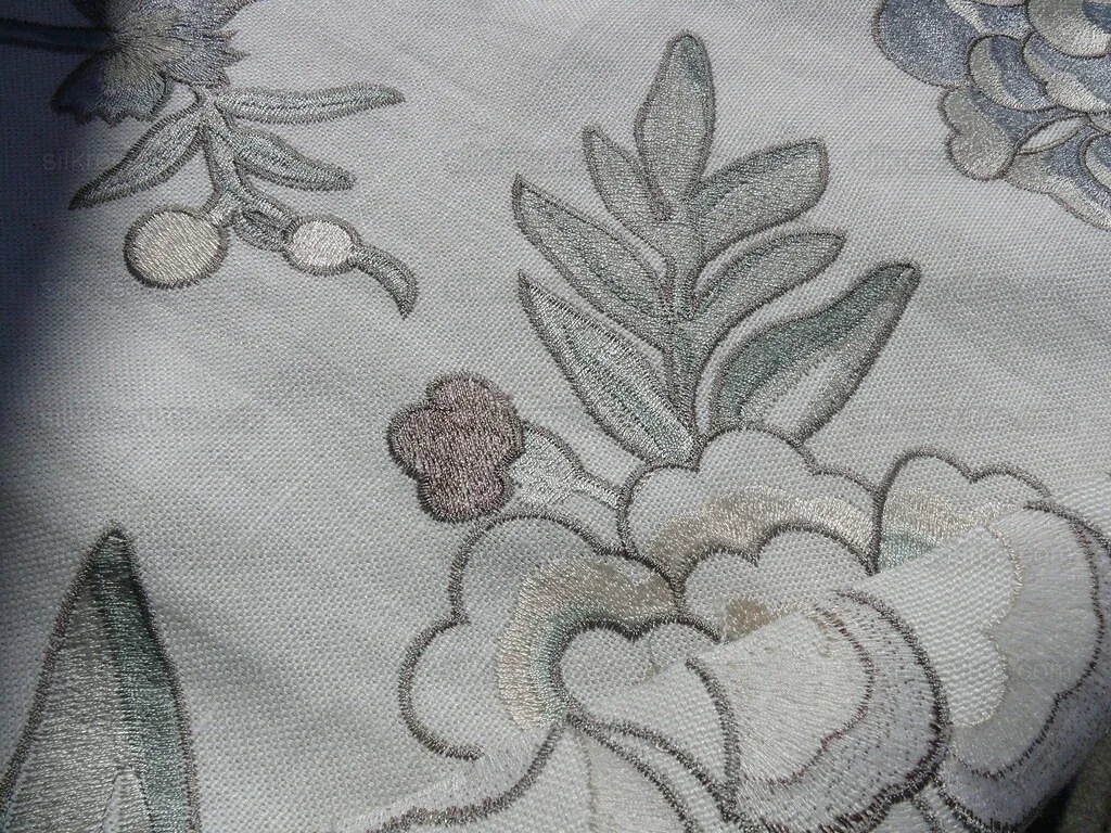 5yd Scalamandre Embroidery Peony Salena "white Smoke"MSRP USD 108y