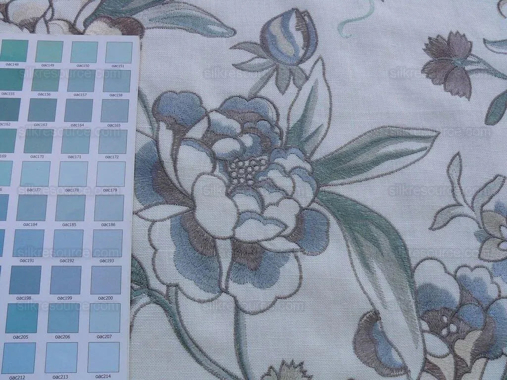5yd Scalamandre Embroidery Peony Salena "white Smoke"MSRP USD 108y