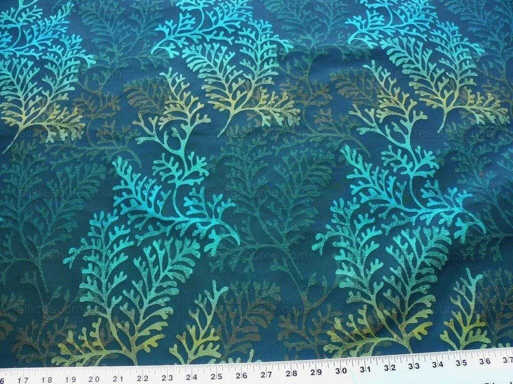 By Yard Scalamandre Corail Deep Water Blue Silk Damask MSRP USD 136/Y