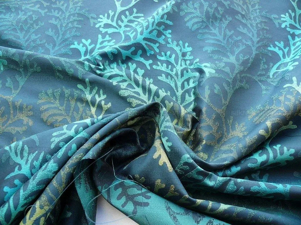 By Yard Scalamandre Corail Deep Water Blue Silk Damask MSRP USD 136/Y