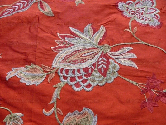 3yd Scalamandre Nadina Cinnabar Red Silk Embroidery MSRP USD 328Y