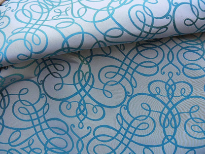 BTY SCALAMANDRE 100% SILK SCROLL MUSIC TURQUOISE MSRP$292/Y
