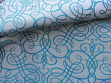 BTY SCALAMANDRE 100% SILK SCROLL MUSIC TURQUOISE MSRP$292/Y