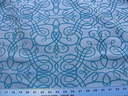 Bty Scalamandre 100% Silk Flourish Scroll Music Turquoise Blue MSRP USD 292/Y