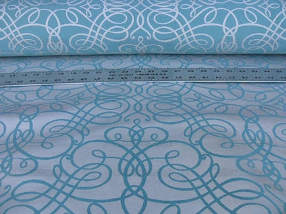 Bty Scalamandre 100% Silk Flourish Scroll Music Turquoise Blue MSRP USD 292/Y