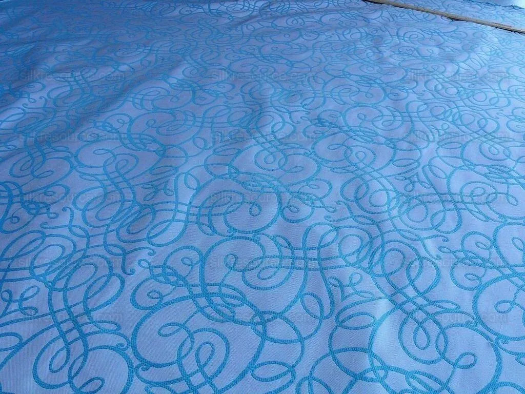 Bty Scalamandre 100% Silk Flourish Scroll Music Turquoise Blue MSRP USD 292/Y