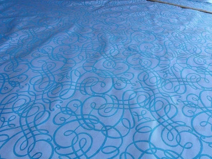 Bty Scalamandre 100% Silk Flourish Scroll Music Turquoise Blue MSRP USD 292/Y