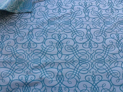 Bty Scalamandre 100% Silk Flourish Scroll Music Turquoise Blue MSRP USD 292/Y