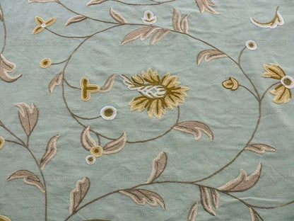 By YARD Scalamandre Sindia Green Aqua Blue Wool Crewel MSRP USD 300/Y