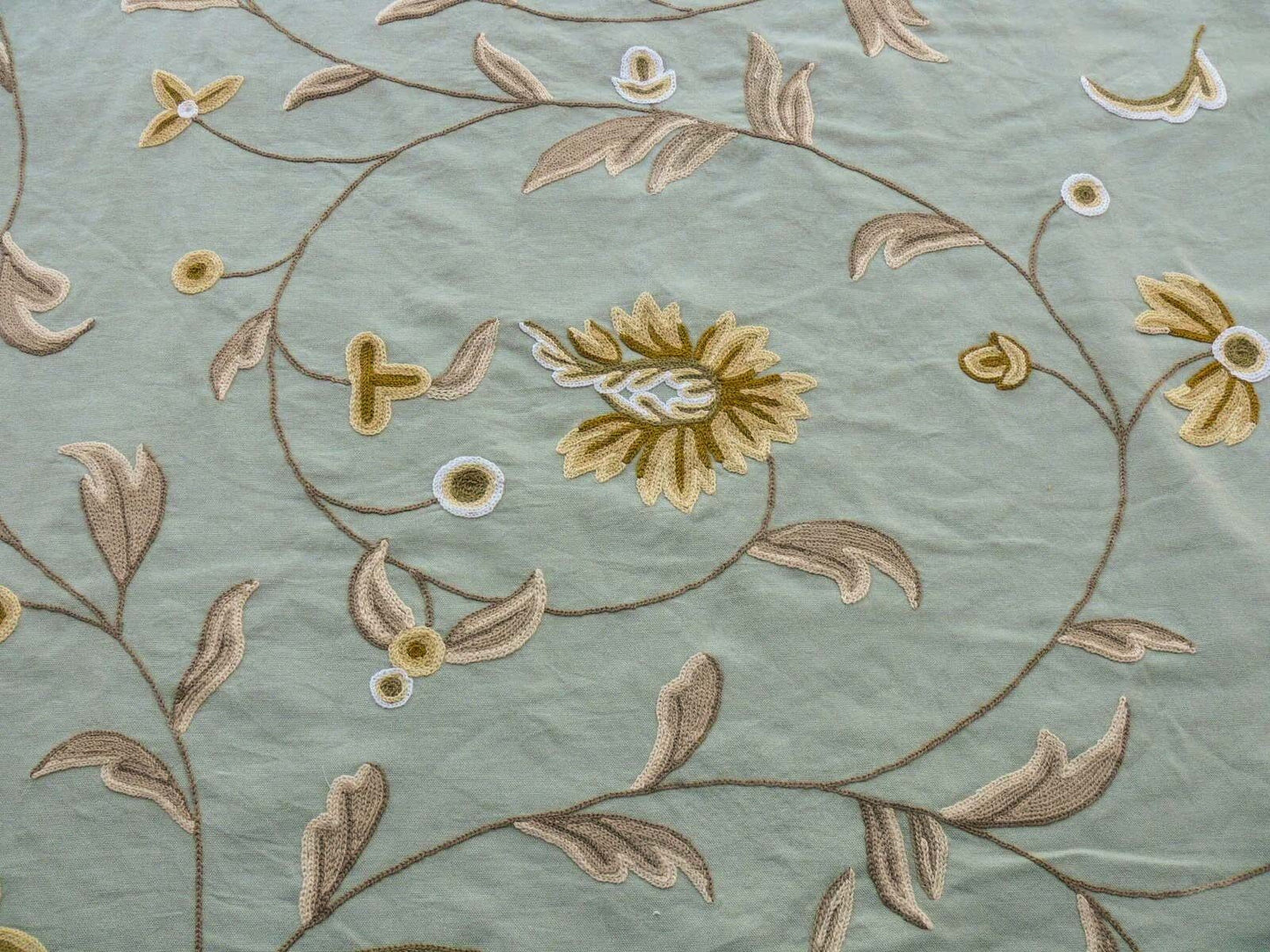 By YARD Scalamandre Sindia Green Aqua Blue Wool Crewel MSRP USD 300/Y