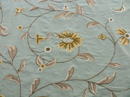 By YARD Scalamandre Sindia Green Aqua Blue Wool Crewel MSRP USD 300/Y