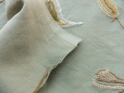 By YARD Scalamandre Sindia Green Aqua Blue Wool Crewel MSRP USD 300/Y