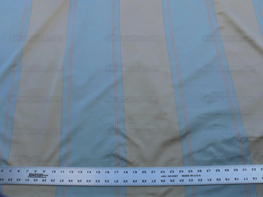 Bty Scalamandre Caribu Stripe Blue Rose Creme Silk MSRP USD 200/Y