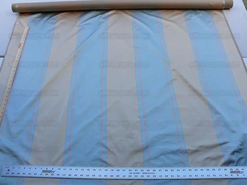 Bty Scalamandre Caribu Stripe Blue Rose Creme Silk MSRP USD 200/Y