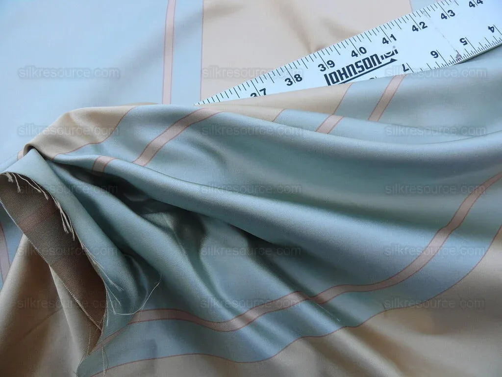 Bty Scalamandre Caribu Stripe Blue Rose Creme Silk MSRP USD 200/Y