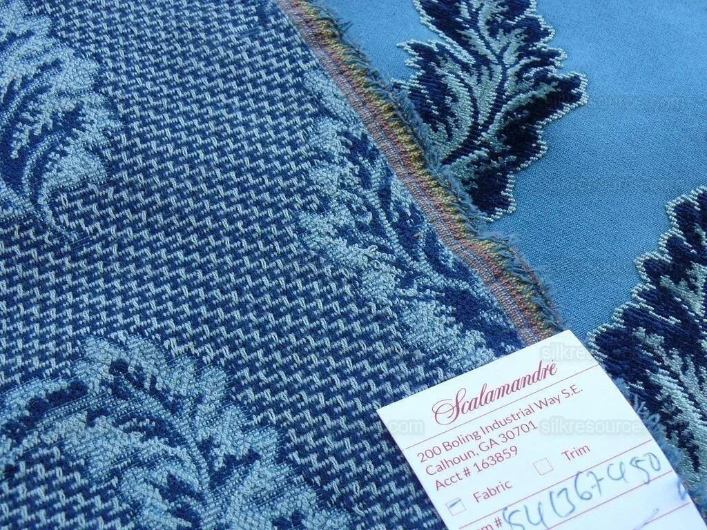 by yard  Scalamandre Acanthus Blues Silky Velvet Foliage MSRP USD 1520/y
