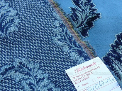 by yard  Scalamandre Acanthus Blues Silky Velvet Foliage MSRP USD 1520/y