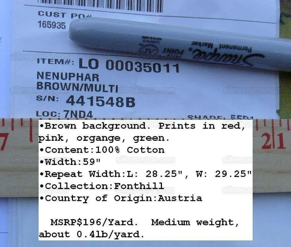 By Yd Scalamandre Fonthills Nenuphar Waterlili Lotus Pond Koi Fish Water Garden MSRP USD196/y