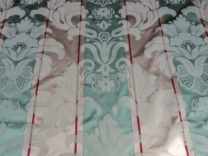 Bty Scalamandre Caribu Damask Green/taupe/red Silk Renaissance MSRP USD 184/Y