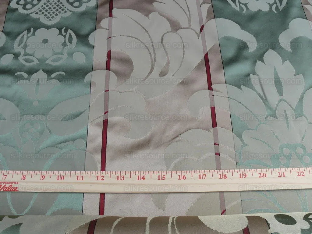 Bty Scalamandre Caribu Damask Green/taupe/red Silk Renaissance MSRP USD 184/Y