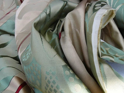 Bty Scalamandre Caribu Damask Green/taupe/red Silk Renaissance MSRP USD 184/Y