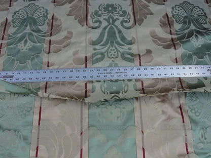 Bty Scalamandre Caribu Damask Green/taupe/red Silk Renaissance MSRP USD 184/Y