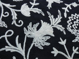 8Y SCALAMANDRE CORLIS- BLACK/WHITE WOOL CREWEL FLORAL MSRP$1536
