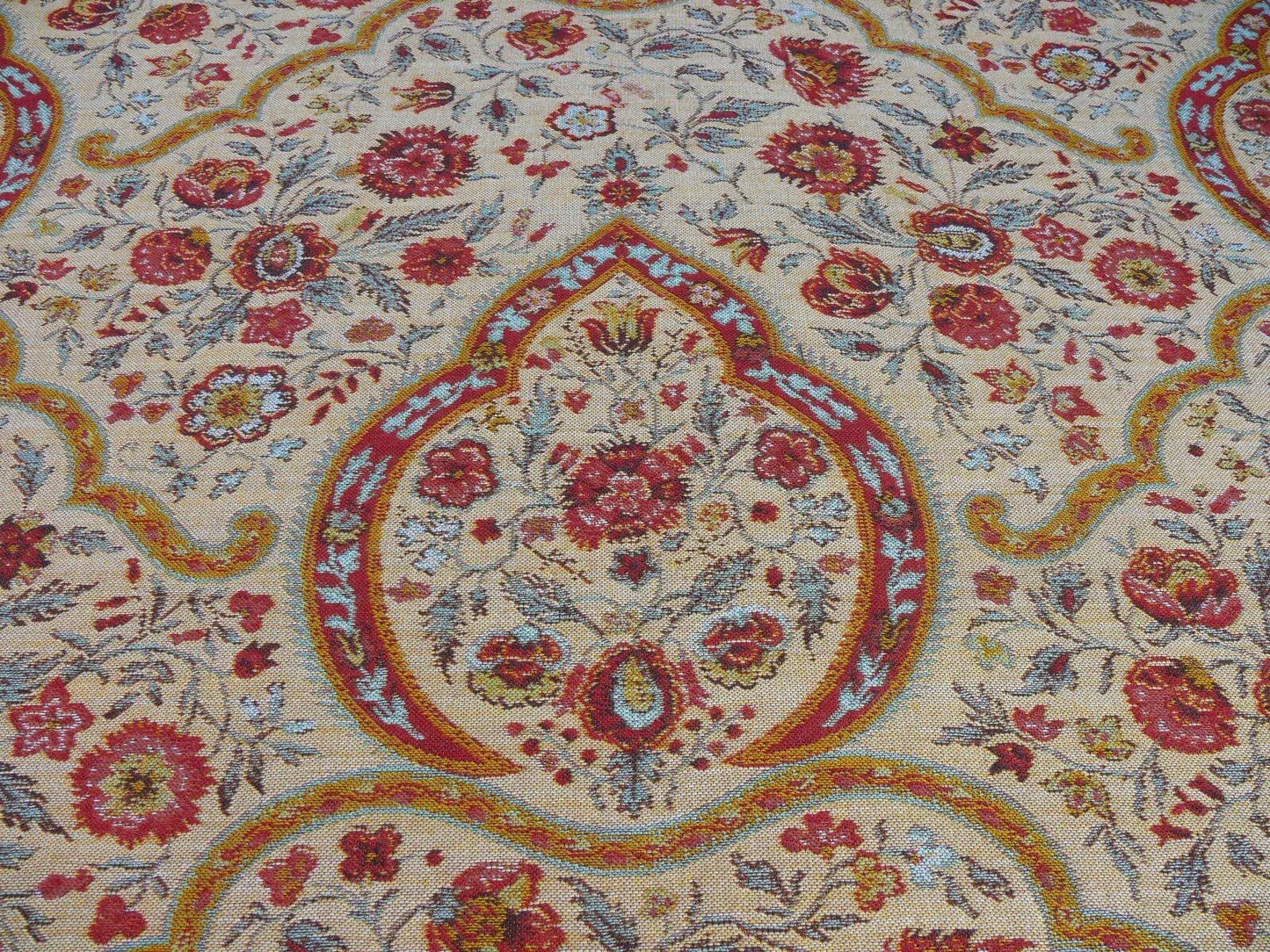 12.25Y SCALAMANDRE CALANTHA GOLD/RED BLUE FLOWER WOOL MSRP$296/Y