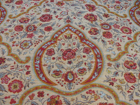 12.25Y SCALAMANDRE CALANTHA GOLD/RED BLUE FLOWER WOOL MSRP$296/Y