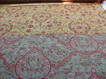 12.25y Scalamandre Calantha Gold/red Blue Flower Wool MSRP USD 296/Y