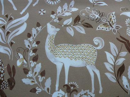 SCALAMANDRE INTO THE WOODS BIRCH DEER RABBIT MSRP$204/Y