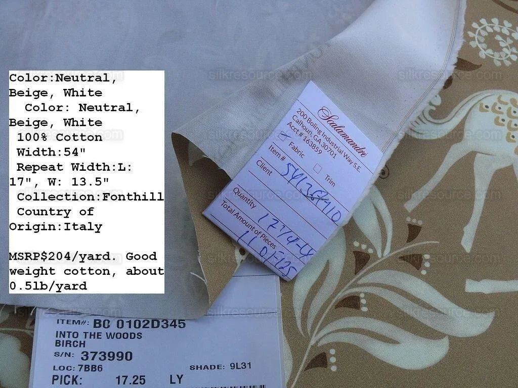 By yard Scalamandre Into The Woods Birch Deer Rabbit Hare Horse MSRP USD 204/Y