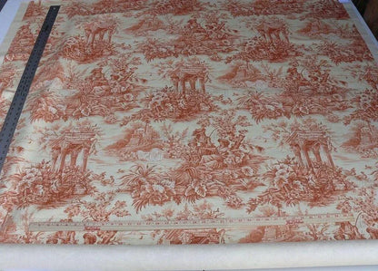 By Yd Scalamandre El Remanso Toile Copper Red Spanish Country Pool Ducks 62" Wide