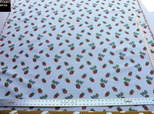 By Yard Scalamandre Fragoletta Strawberry Lampas Fruit Pink Red White Wool Cotton Heavy