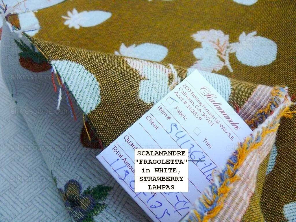 By Yard Scalamandre Fragoletta Strawberry Lampas Fruit Pink Red White Wool Cotton Heavy