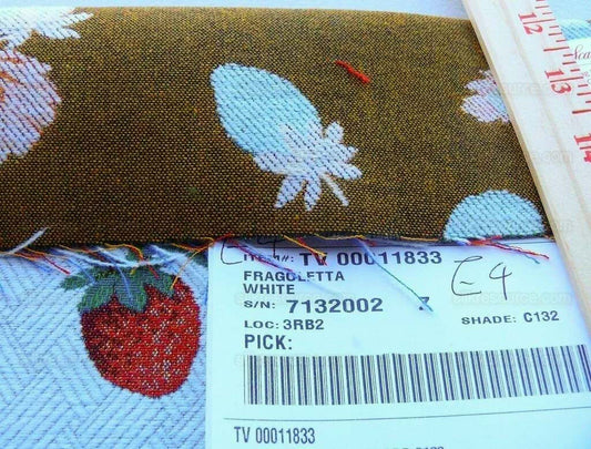 By Yard Scalamandre Fragoletta Strawberry Lampas Fruit Pink Red White Wool Cotton Heavy