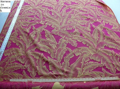 Scalamandre Havana Tropical Banana Cremisi Red Silk Lampas MSRP USD 412/Y