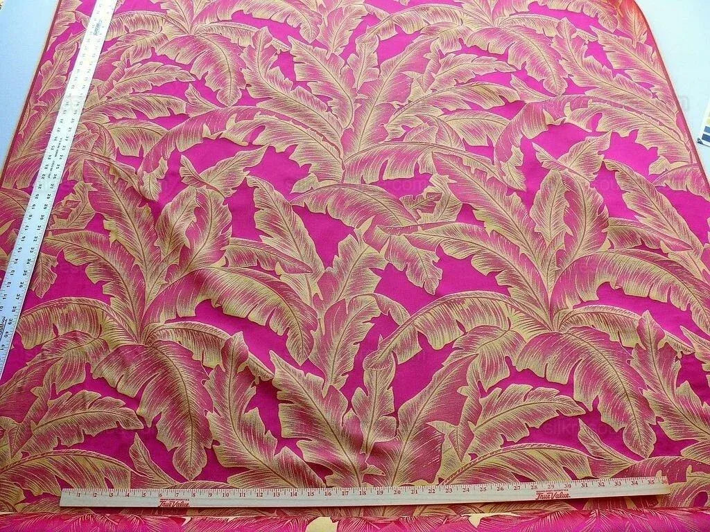 Scalamandre Havana Tropical Banana Cremisi Red Silk Lampas MSRP USD 412/Y