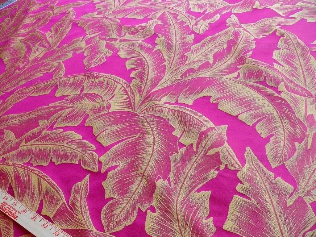 Scalamandre Havana Tropical Banana Cremisi Red Silk Lampas MSRP USD 412/Y