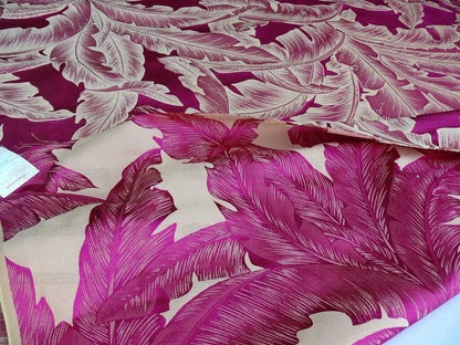 Scalamandre Havana Tropical Banana Cremisi Red Silk Lampas MSRP USD 412/Y