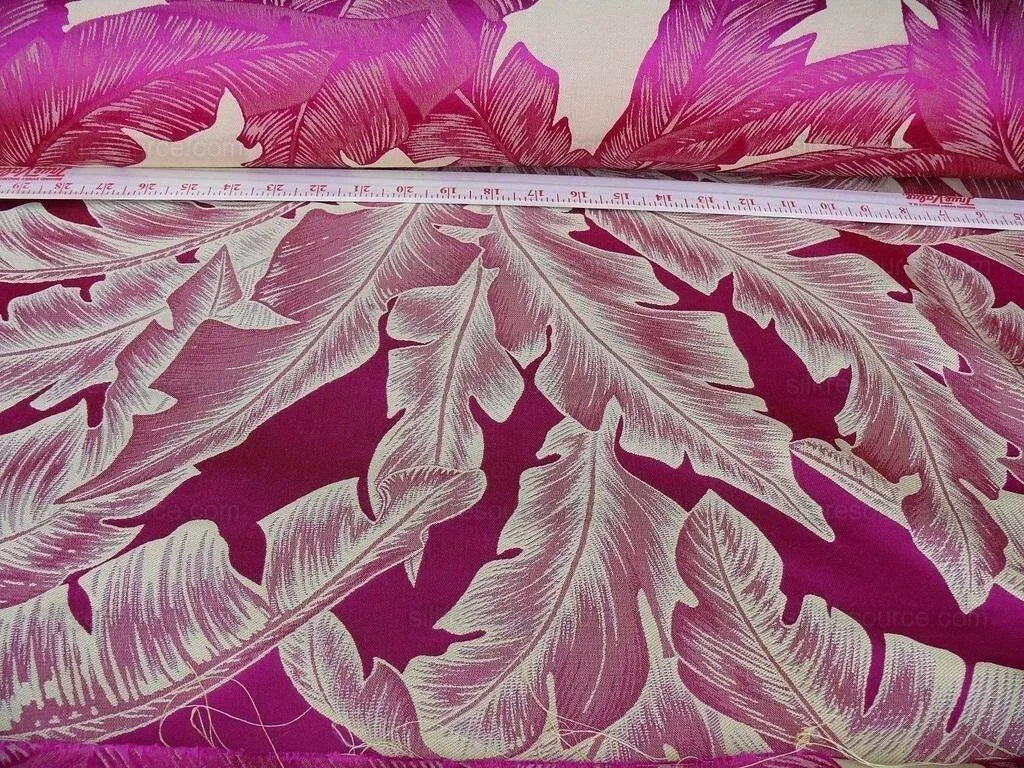 Scalamandre Havana Tropical Banana Cremisi Red Silk Lampas MSRP USD 412/Y