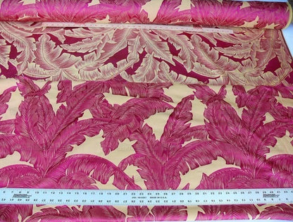 Scalamandre Havana Tropical Banana Cremisi Red Silk Lampas MSRP USD 412/Y