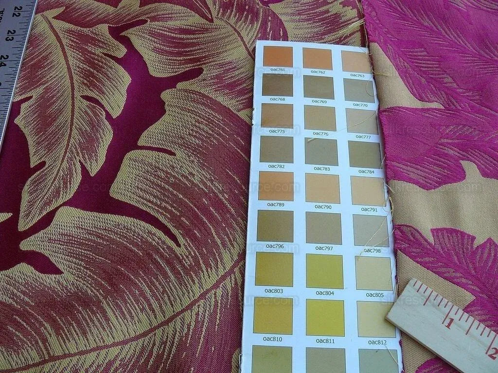 Scalamandre Havana Tropical Banana Cremisi Red Silk Lampas MSRP USD 412/Y