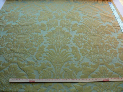 Scalamandre Loggia-copper Silk Damask Aqua Gold MSRP USD 308/Y