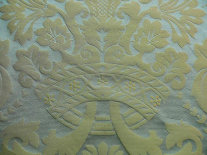 Scalamandre Loggia-copper Silk Damask Aqua Gold MSRP USD 308/Y