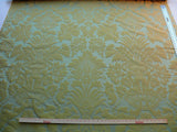 15.3Y SCALAMANDRE LOGGIA-COPPER SILK DAMASK AQUA GOLD MSRP$308/Y