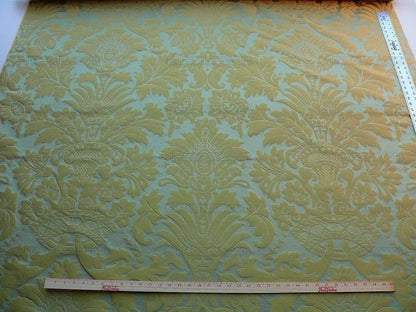 Scalamandre Loggia-copper Silk Damask Aqua Gold MSRP USD 308/Y