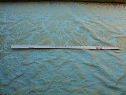 Scalamandre Loggia-copper Silk Damask Aqua Gold MSRP USD 308/Y